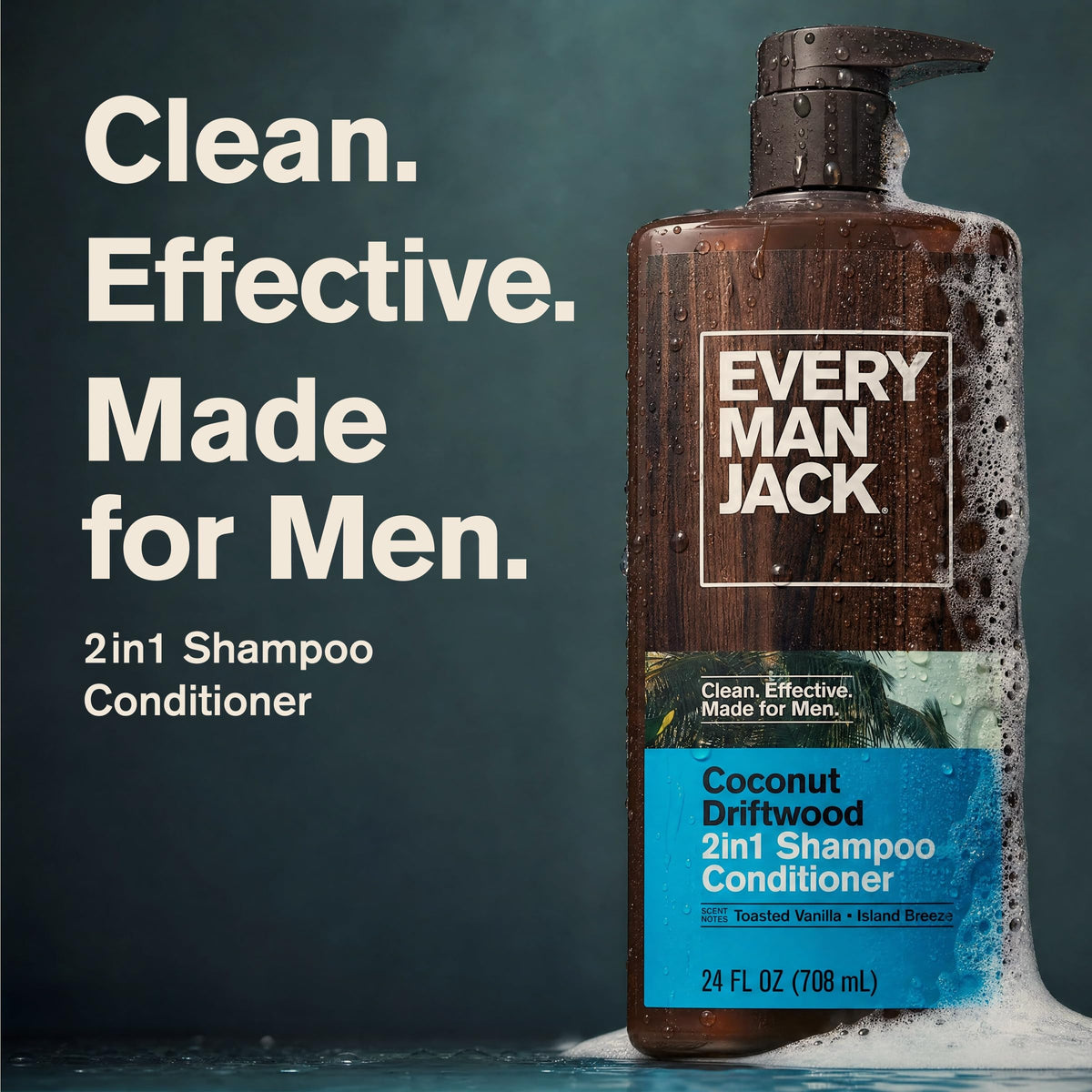 Every Man Jack Men's 2-in-1 Shampoo & Conditioner Coconut Driftwood back view