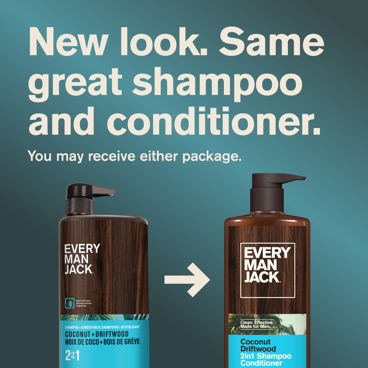 Every Man Jack Men's 2-in-1 Shampoo & Conditioner Coconut Driftwood side view