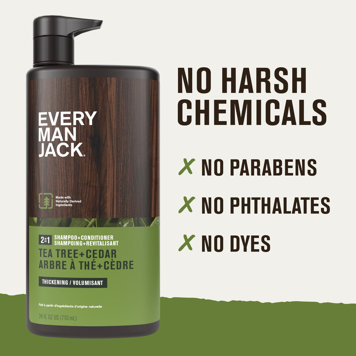Every Man Jack Men's Tea Tree 2-in-1 Shampoo & Conditioner in bathroom setting