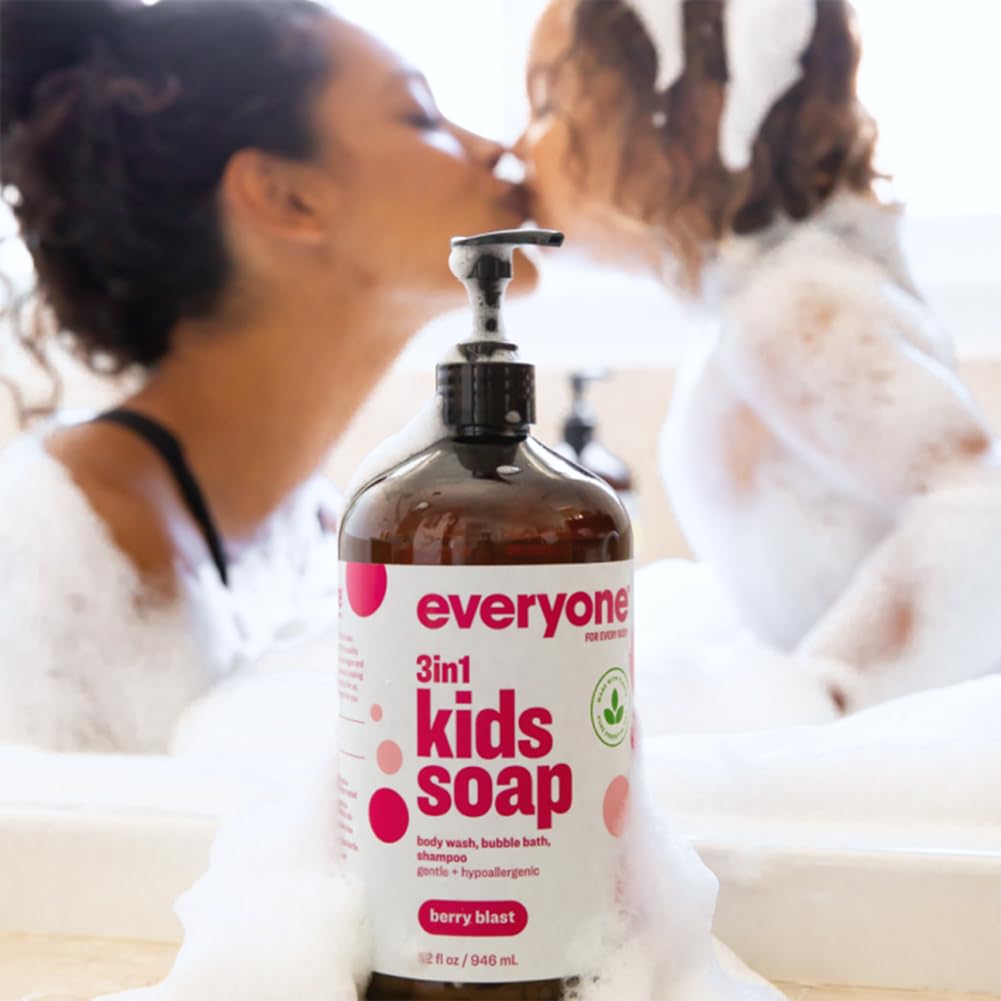 Everyone 3 In 1 Berry Blast Kids Soap with a child enjoying bath time