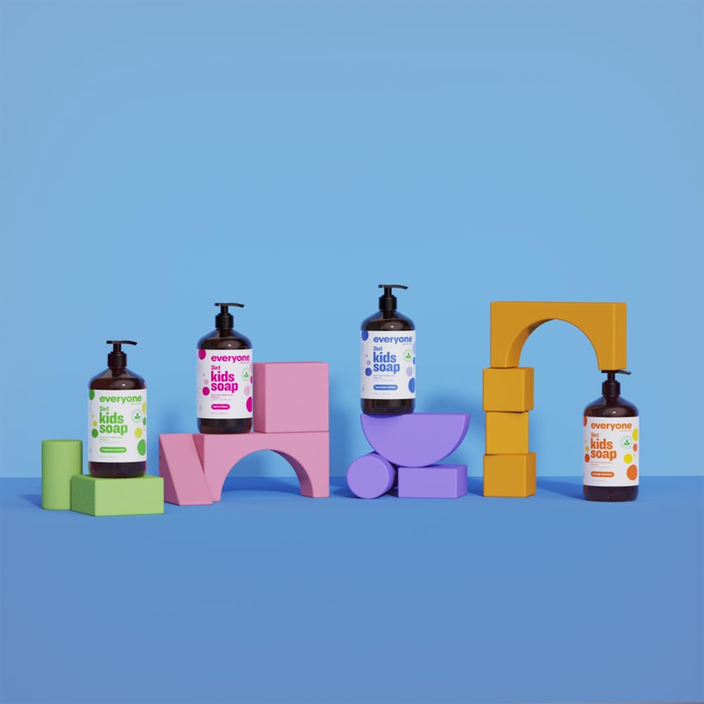 Everyone 3 In 1 Berry Blast Kids Soap with bubbles around it