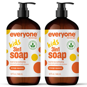 everyone 3-in-1 Kids Body Wash, Bubble Bath & Shampoo, Orange 32oz front view