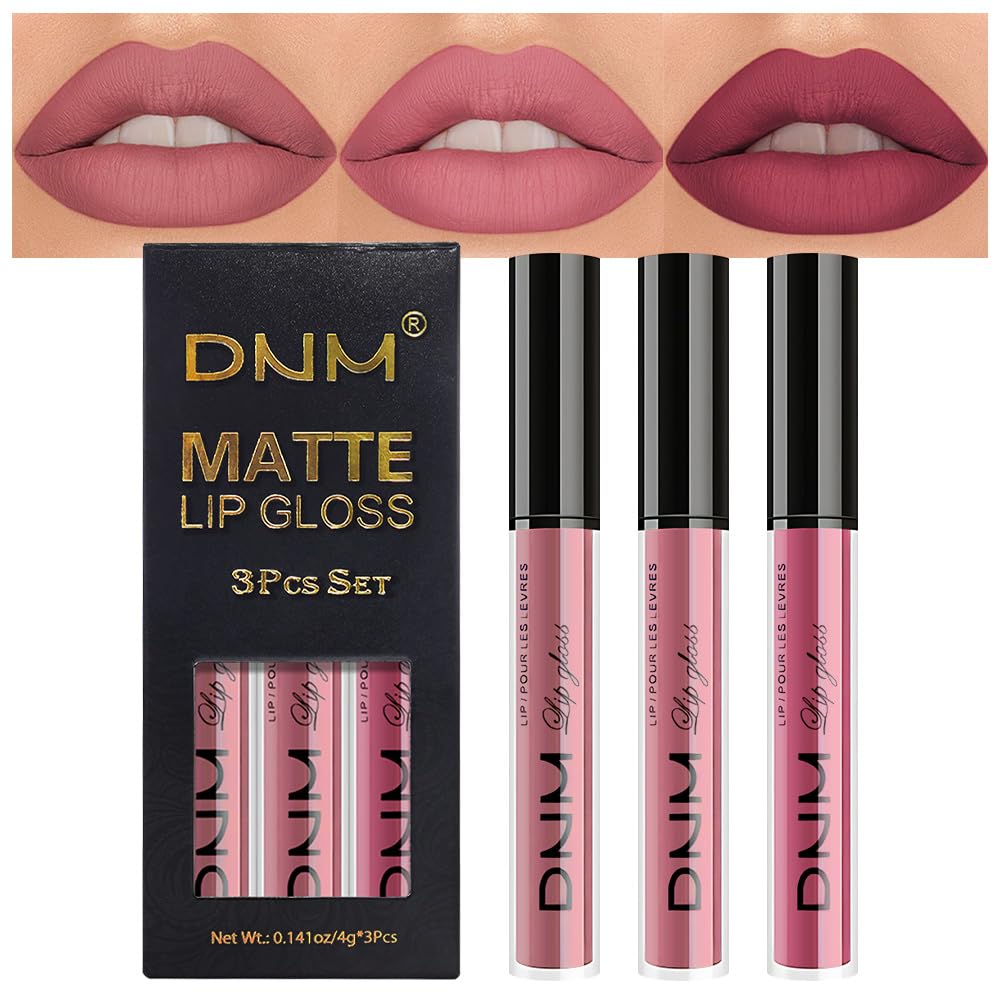 evpct 3 Pcs Liquid Lipstick Set with neutral mauve shades