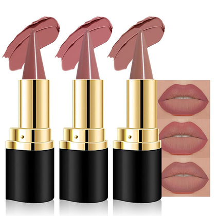evpct 3 Pcs Mauve Antique Dusty Rose Lipstick Set front view