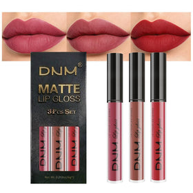 evpct 3Pcs Liquid Lipstick Set in mauve, nude, and rosy red