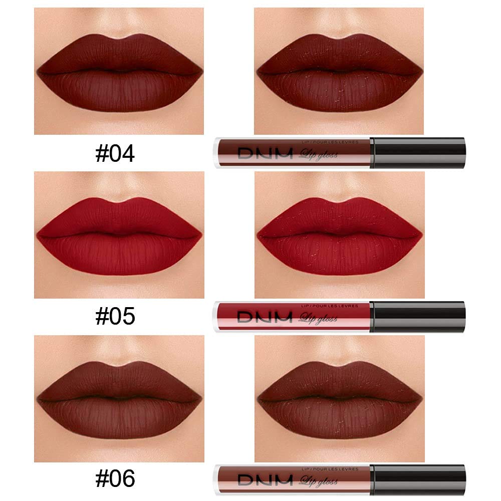 evpct 3Pcs Matte Liquid Lipstick Set brown shade close-up