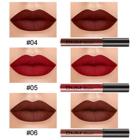 evpct 3Pcs Matte Liquid Lipstick Set brown shade close-up