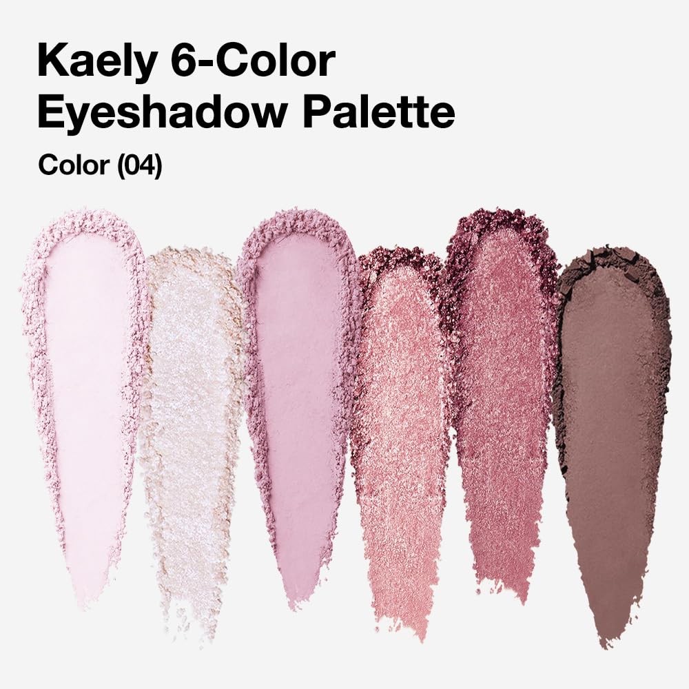 evpct 6 Colour Pink Eyeshadow Palette built-in mirror close-up