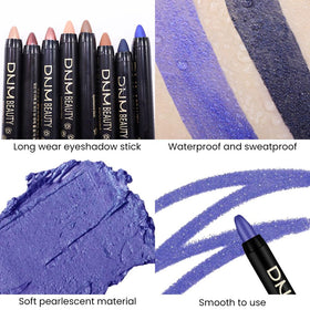 evpct Blue Shimmer Cream Eye Shadow Stick in use on model's eyes