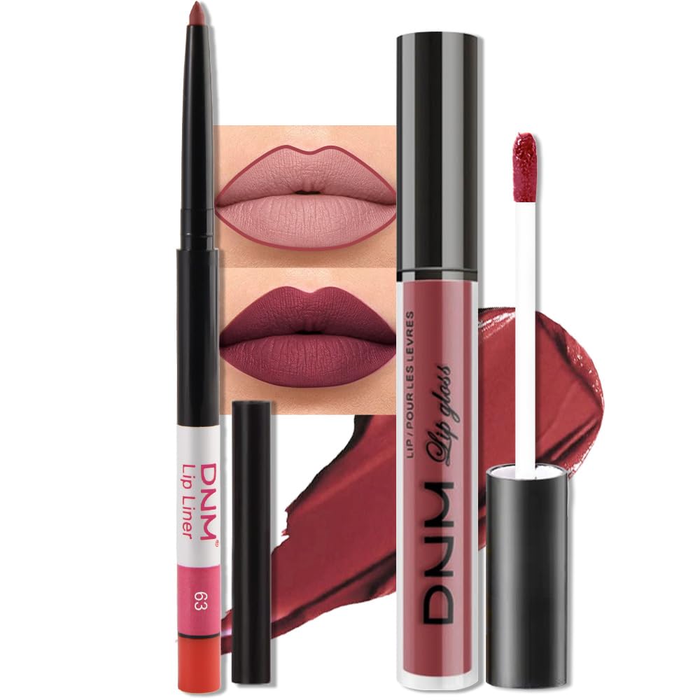evpct Burgundy Red Matte Lip Liner and Lipstick Combo Set front view