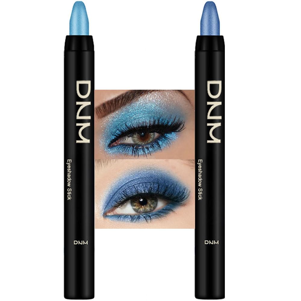 evpct Cream Eyeshadow Sticks Set in Dazzling Blue and Royal Blue front view