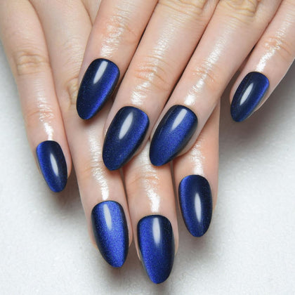 evpct dark blue press on nails almond short front view
