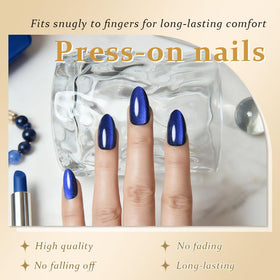 evpct dark blue press on nails lifestyle scene