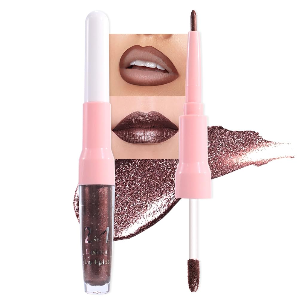 evpct Dark Brown Lip Liner and Liquid Lipstick side view