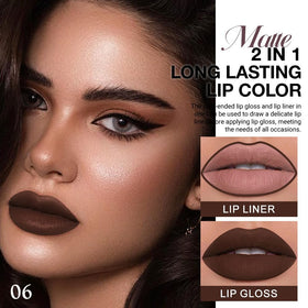 evpct Dark Deep Brown Lip Liner and Liquid Lipstick Set packaging