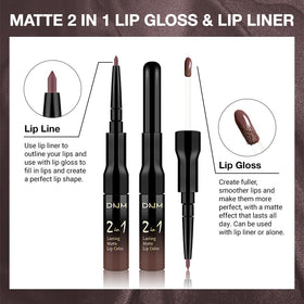 evpct Dark Deep Brown Lip Liner and Liquid Lipstick Set swatches