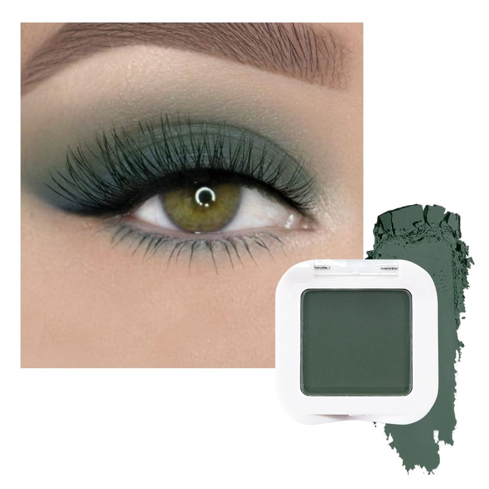evpct Dark Green Matte Eyeshadow Palette front view with 16 shades