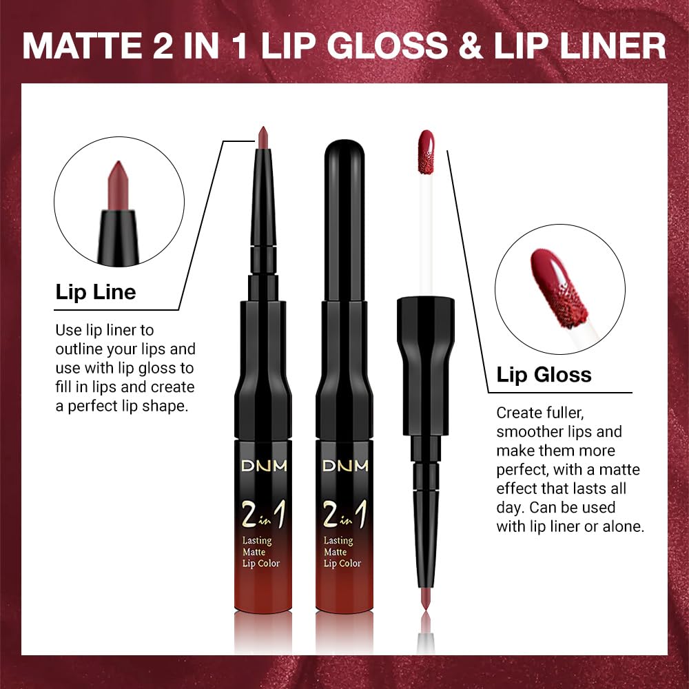 evpct Dark Oxblood Red Lip Liner and Liquid Lipstick Set packaging