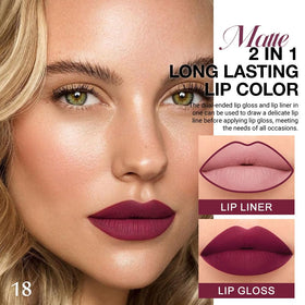 evpct Dark Plum Purple Lip Liner and Liquid Lipstick Set dual-ended design