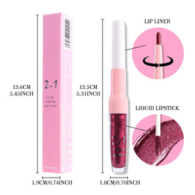 evpct Dark Purple Red Lip Liner and Lipstick Combo in makeup bag