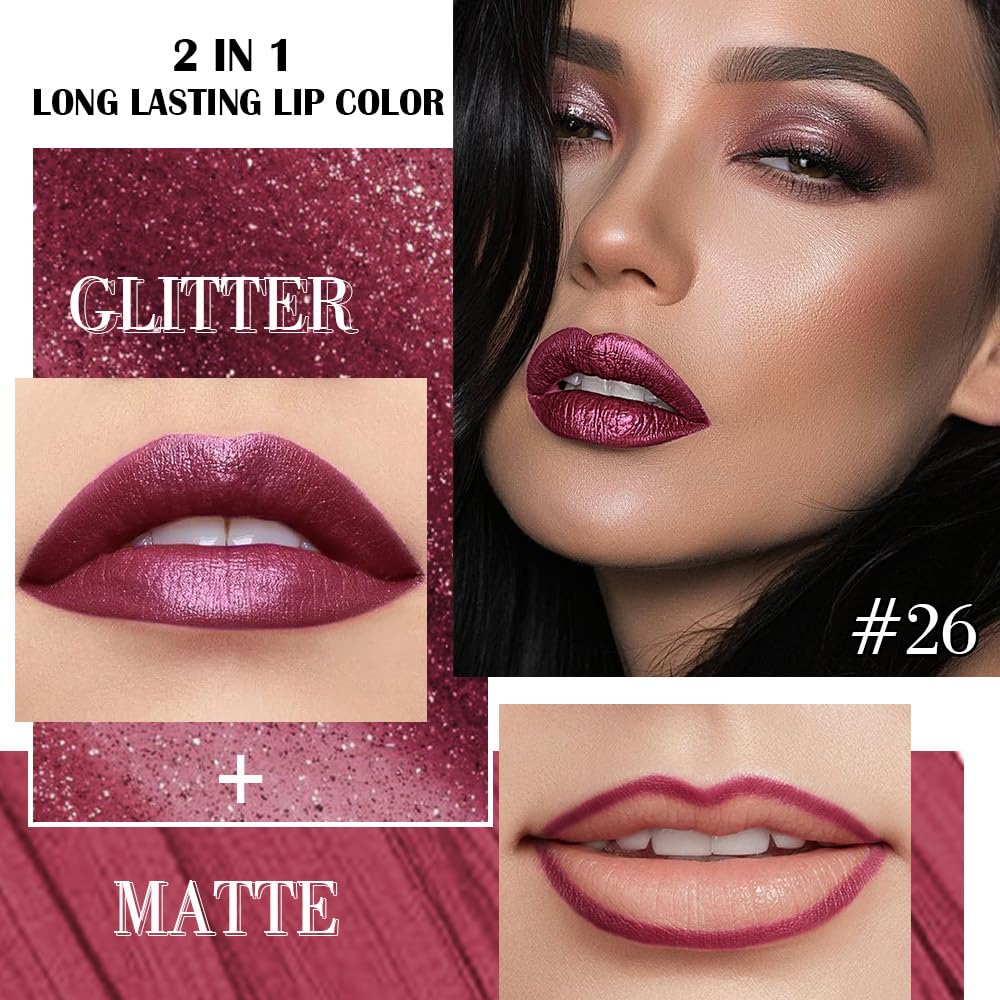 evpct Dark Purple Red Lip Liner and Lipstick Combo packaging