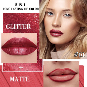 evpct Dark Red Metallic Lip Liner and Lipstick Combo close-up of applicator