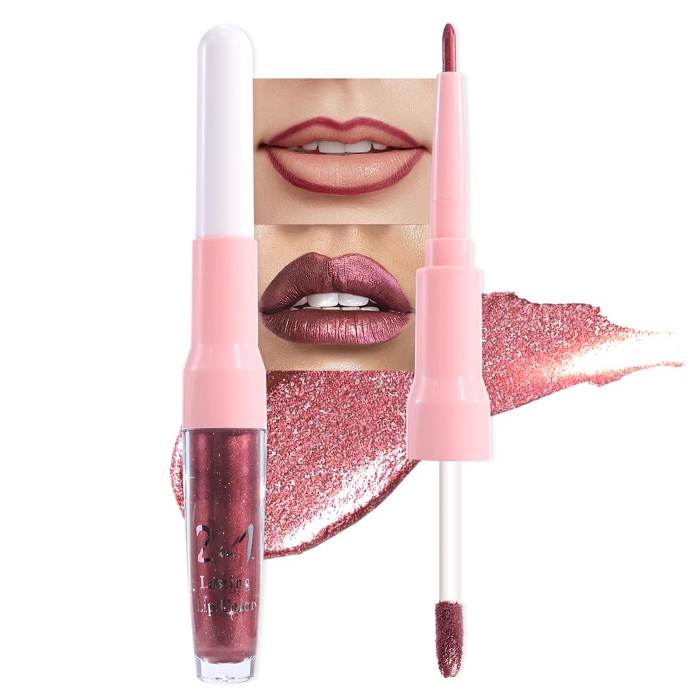 evpct Dark Wine Red Lip Liner and Lipstick Combo back view