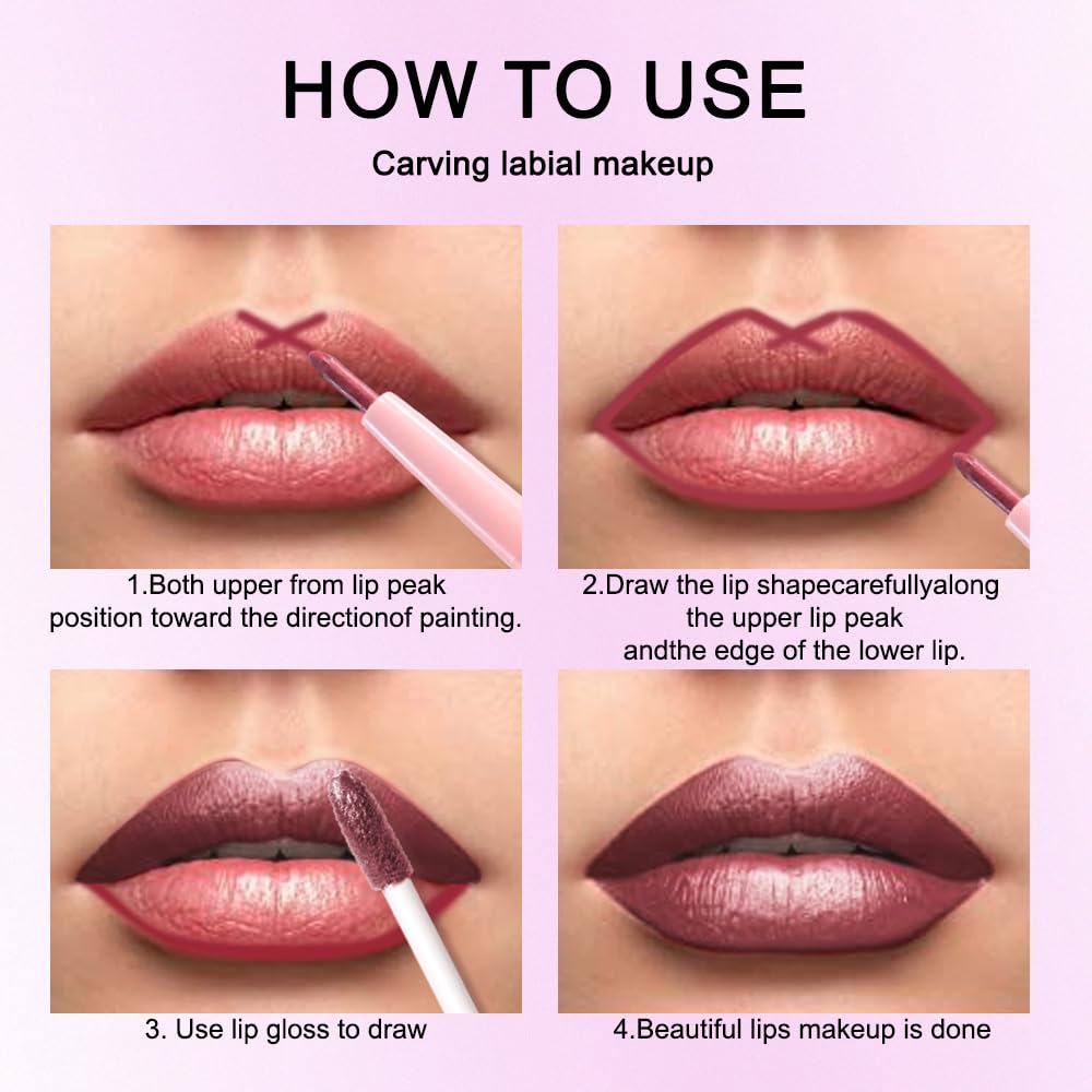 evpct Dark Wine Red Lip Liner and Lipstick Combo with other makeup products