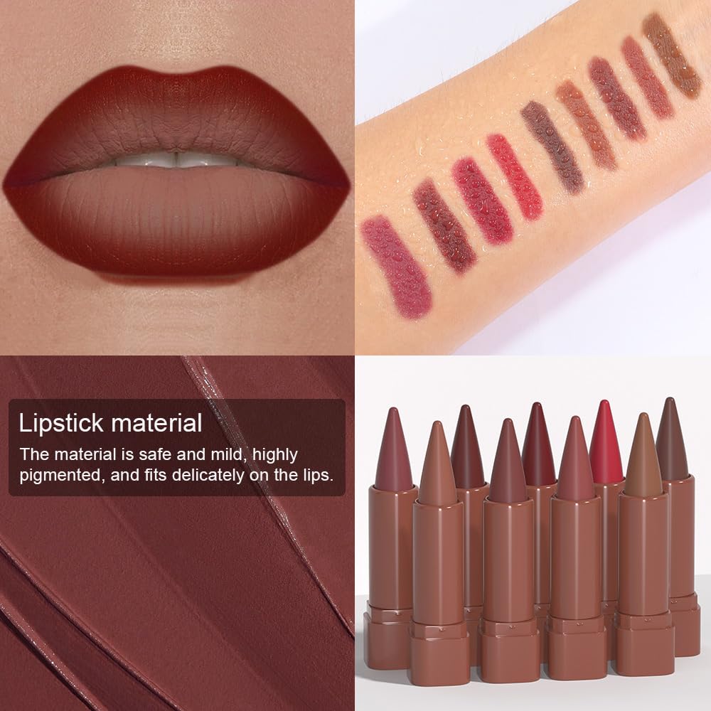 evpct Dark Wine Red Matte Lipstick Crayon close-up tip