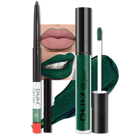 evpct Emerald Green Shimmer Lipstick and Lip Liner Set front view
