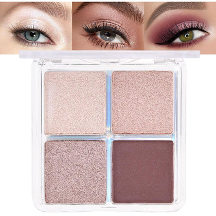 evpct Eyeshadow Quad Palette front view with champagne rose gold bronze plum shades