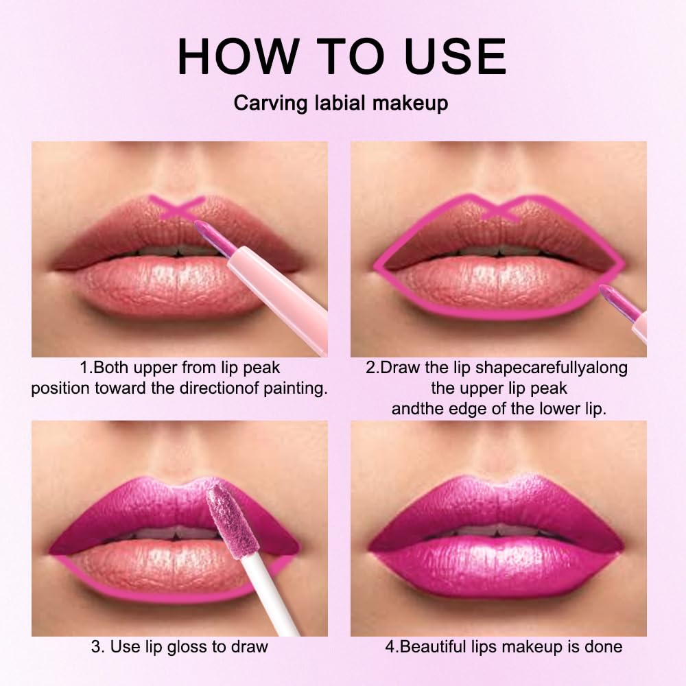 evpct Hot Pink Lip Liner and Lipstick in use on model