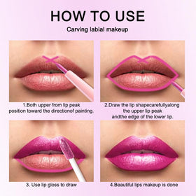 evpct Hot Pink Lip Liner and Lipstick in use on model
