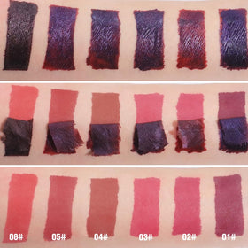 evpct lip stain set displayed on a vanity