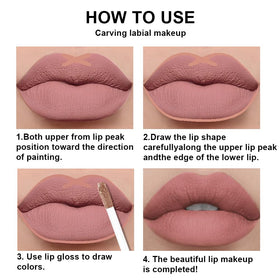 evpct liquid lipstick in nude pink shade on lips