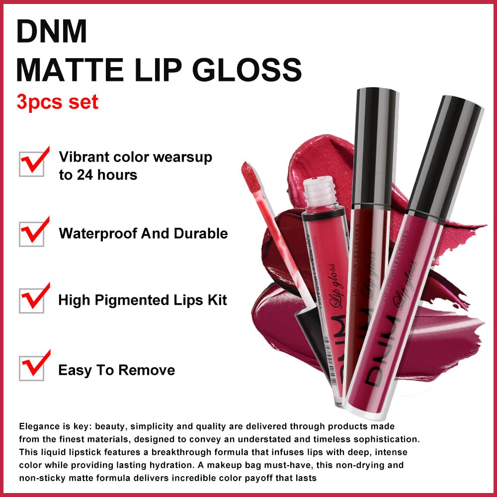evpct Liquid Lipstick Set packaging showing three matte lipstick tubes