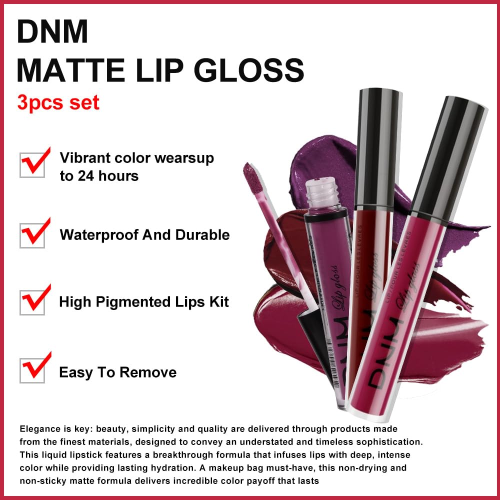 evpct Liquid Lipstick Set showing dark red shade