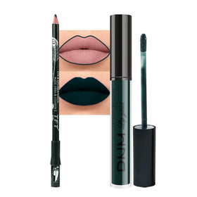 evpct Matte Dark Green Lipstick and Lip Liner Set front view