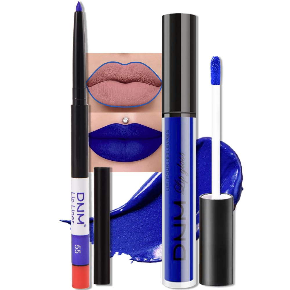 evpct Matte Liquid Lipstick and Lip Liner Set in dark royal blue