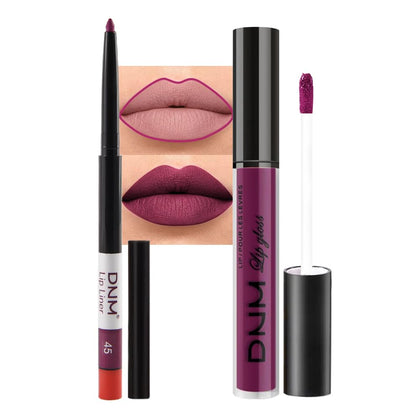 evpct Matte Liquid Lipstick and Lip Liner Set in light plum purple