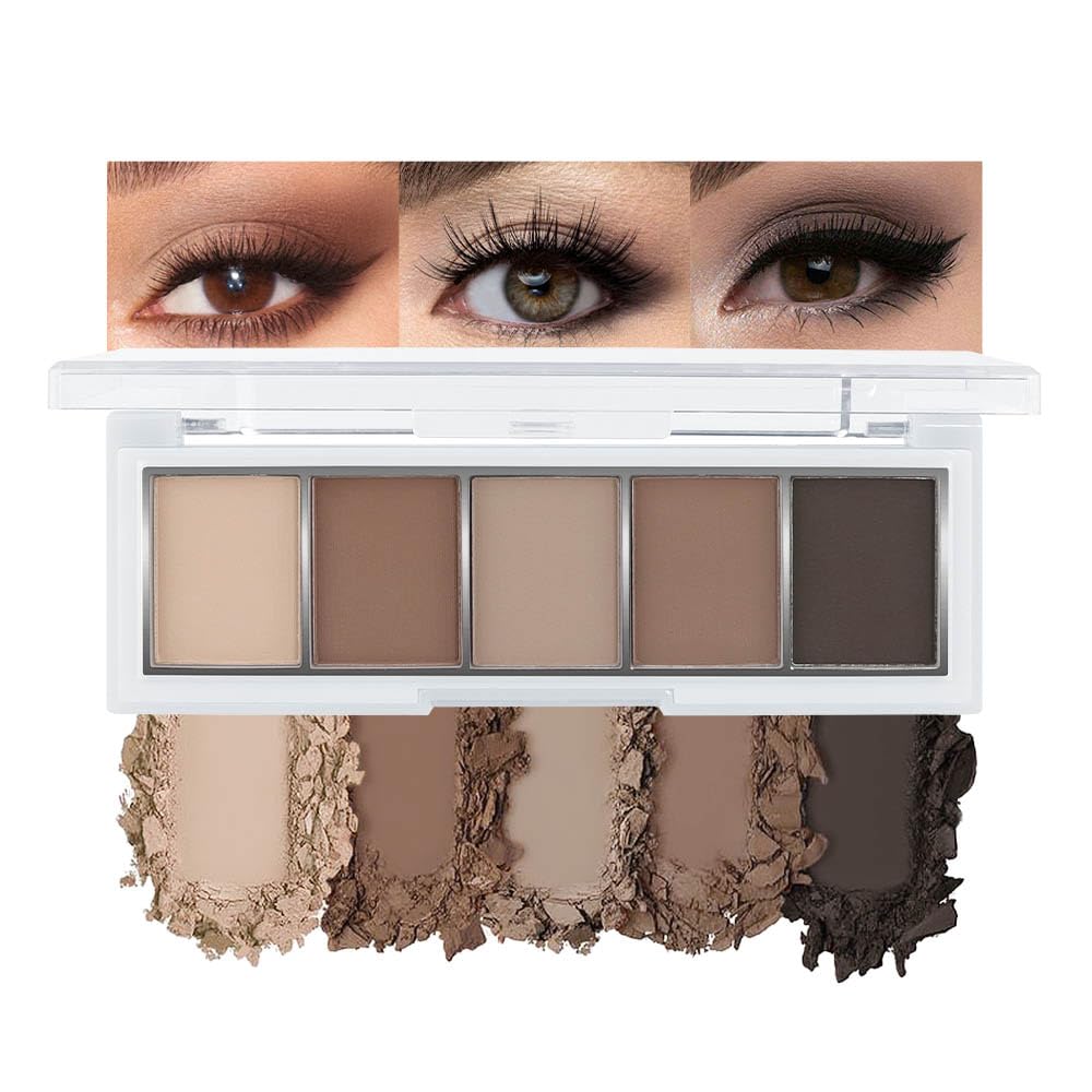 evpct Matte Nude Eyeshadow Palette front view showing five colours