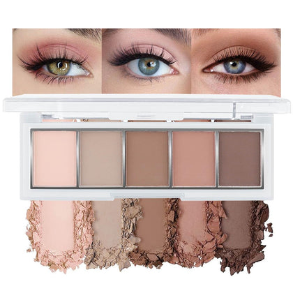 evpct Matte Nude Eyeshadow Palette front view with five shades