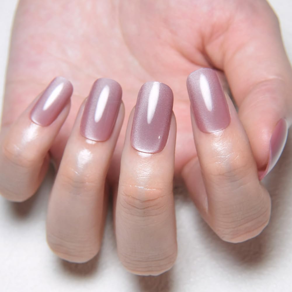 evpct Mauve Pink Cat Eye Press on Nails application kit with cuticle stick