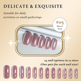 evpct Mauve Pink Cat Eye Press on Nails close-up of cat eye effect