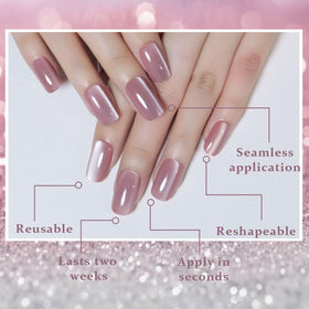 evpct Mauve Pink Cat Eye Press on Nails in elegant packaging