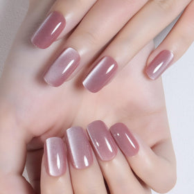 evpct Mauve Pink Cat Eye Press on Nails set with various sizes