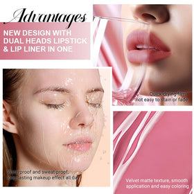 evpct Mauve Pink Lip Liner and Liquid Lipstick Set dual-ended design