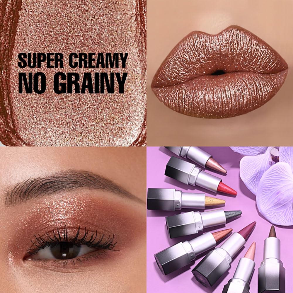 evpct metallic lipstick showing shimmery finish