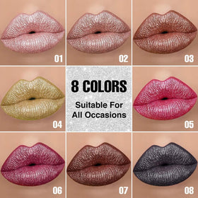 evpct metallic lipstick swatch on skin