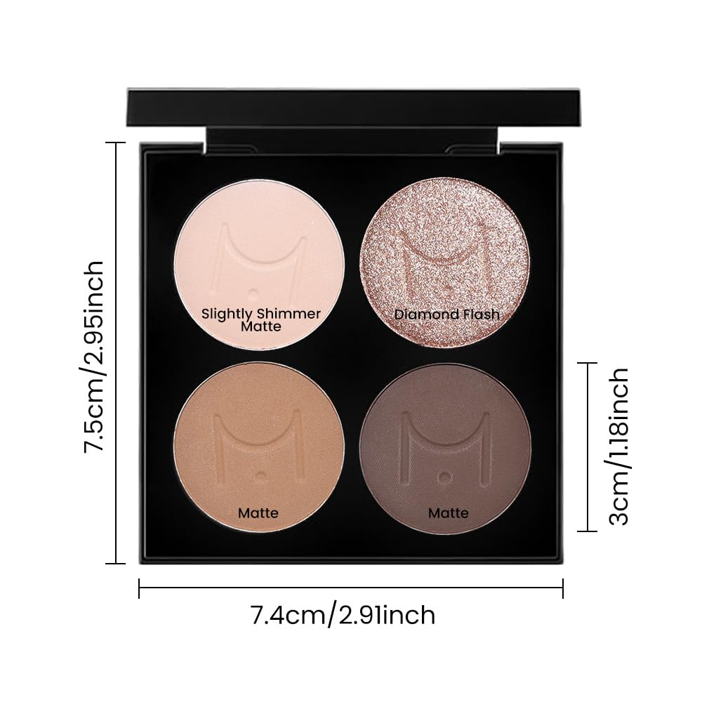 evpct Nude Brown Eyeshadow Quad Palette back view with ingredient details